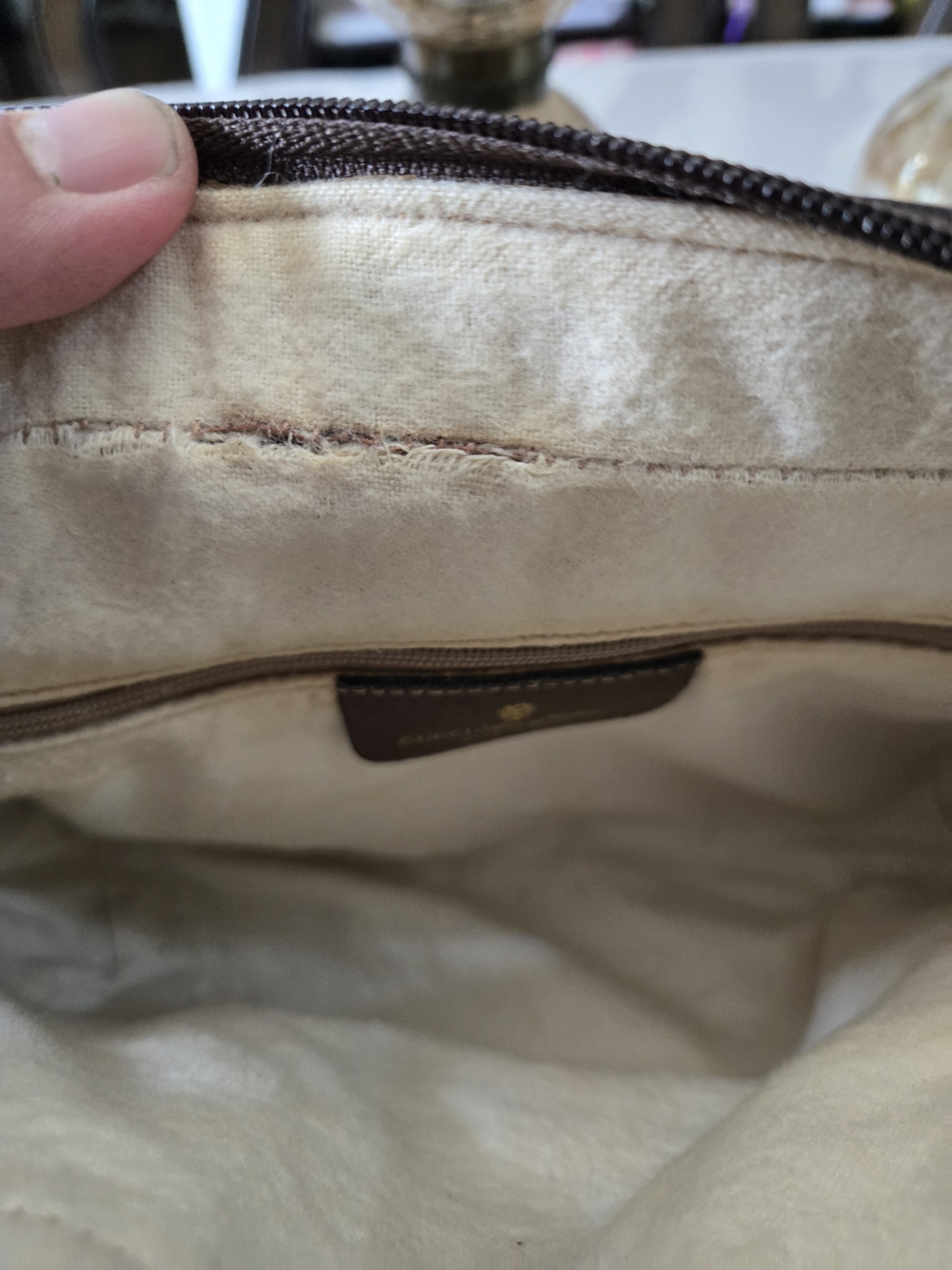 Gucci Monogram Crossbody Bag in Brown/Tan with Green & Red Stripe - Picture 7 of 10